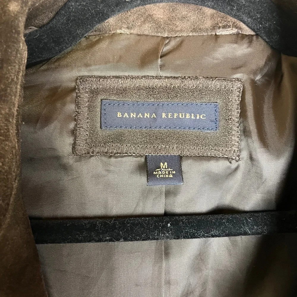 Vintage Banana Republic Suede Leather Jacket Mens M Dark Brown Bomber Heritage